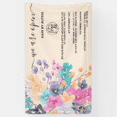 Blossom roze land bloemen waterverf We zijn open Spandoek (Verticaal)