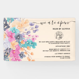 Blossom roze land bloemen waterverf We zijn open Spandoek
