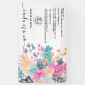 Blossom roze land bloemen waterverf We zijn open Spandoek (Verticaal)