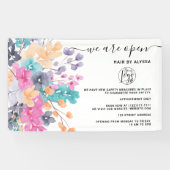 Blossom roze land bloemen waterverf We zijn open Spandoek (Horizontaal)