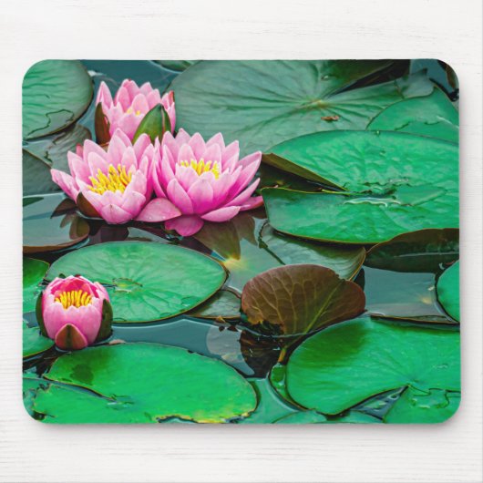 Blossom roze lotus op het meer Mousepad Muismat (Voorkant)