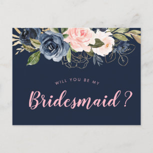 Blossom-roze van de marine zal je mijn Bridesmaid- Uitnodiging Briefkaart