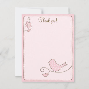 Blossom Roze vogel 4x5 Flat Opmerking: Notitiekaartje