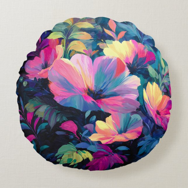 Blossom Rush Spring Floral Garden Rond Kussen (Voorkant)