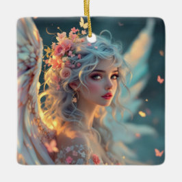 Blossom Seraph – Engel van de Lente Genade Keramisch Ornament