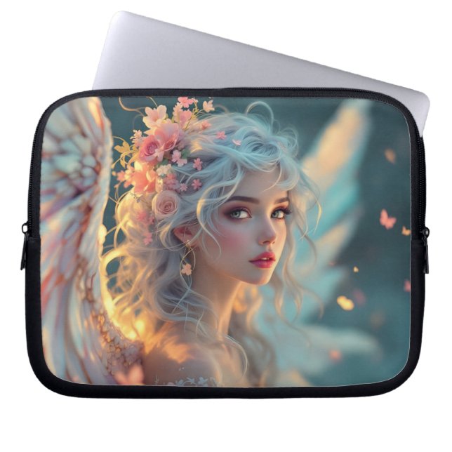 Blossom Seraph – Engel van de Lente Genade Laptop Sleeve (Voorkant)