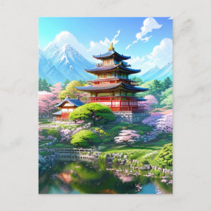 Blossom Serenity bij Japanse tempel Briefkaart