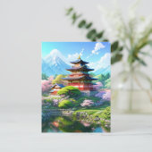 Blossom Serenity bij Japanse tempel Briefkaart (Staand voorkant)