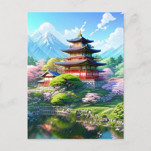 Blossom Serenity bij Japanse tempel Briefkaart (Voorkant)