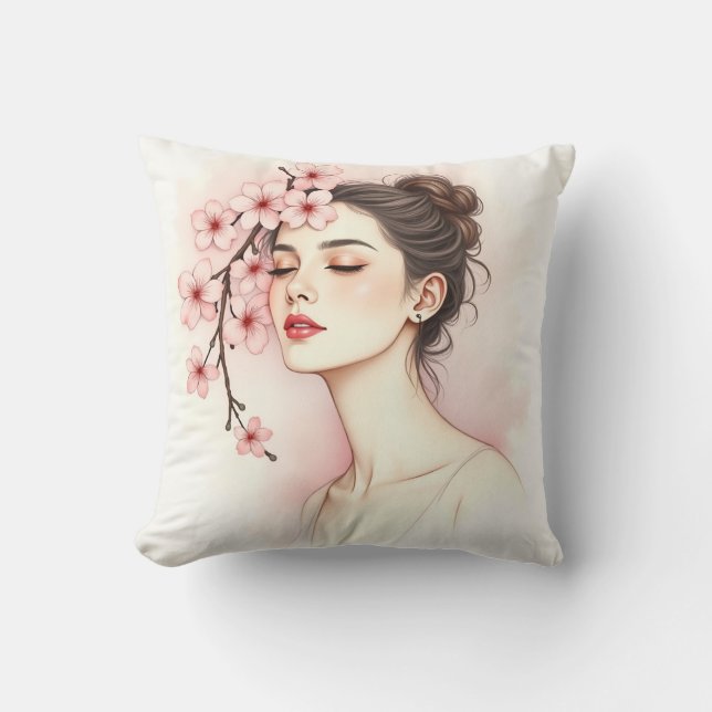 Blossom Serenity – Feminine Floral Kussen (Voorkant)