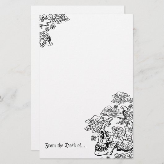 Blossom Skull Briefpapier (Voorkant / Achterkant)