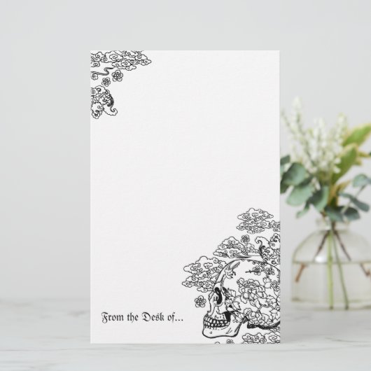 Blossom Skull Briefpapier (Staand voorkant)