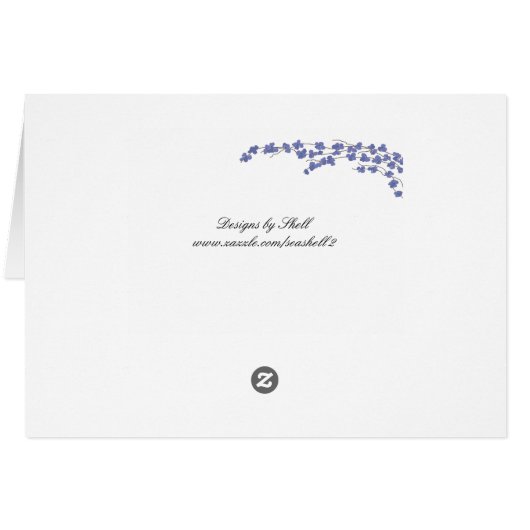 Blossom tafel Kaart - Blauwe bloesems (Achterkant Horizontaal)