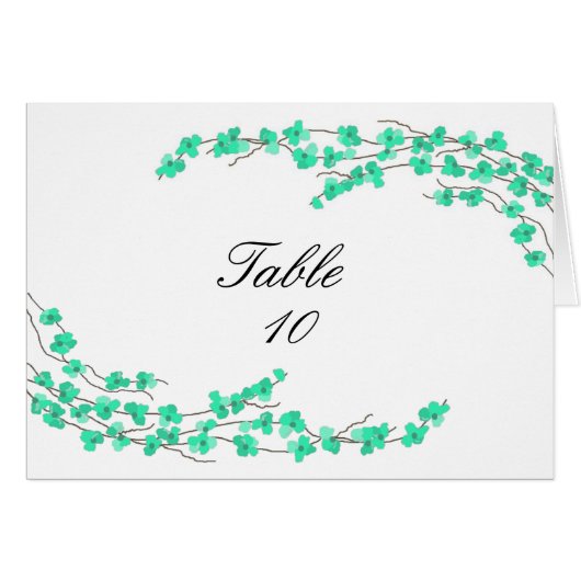 Blossom Tafelzitplaats Kaart - Turquoise Blossom (Voorkant Horizontaal)