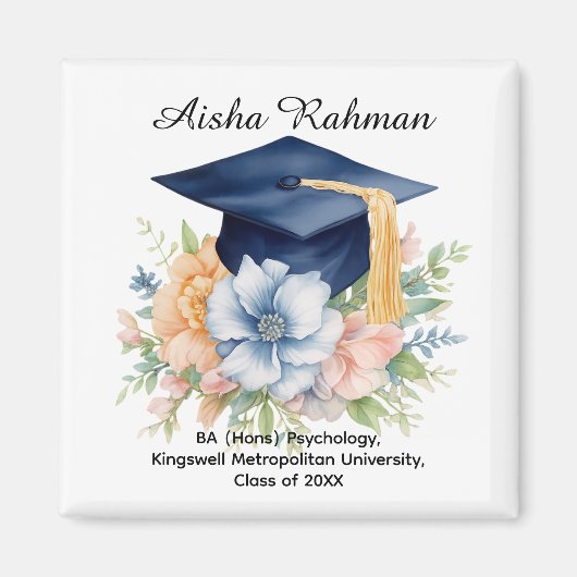 🎓Blossom & Tassel Afstudeermok Magneet (Voorkant)