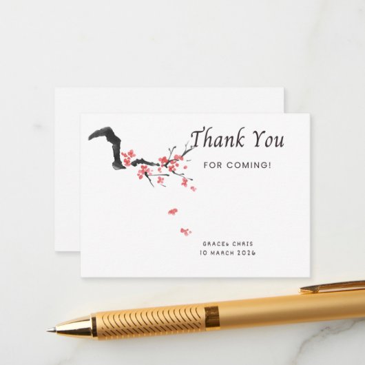 Blossom Thank You Note | Editable Wedding Thank Yo Informatiekaartje (Voorkant / Achterkant in situ)