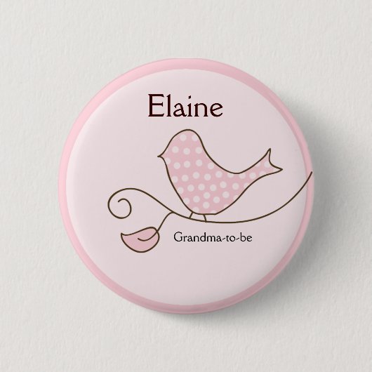 BLOSSOM Trendy Bird NAME TAG Personalized Button (Voorkant)