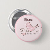 BLOSSOM Trendy Bird NAME TAG Personalized Button (Voorkant /achterkant)