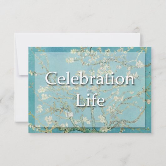 Blossom Van Gogh Celebration Funeral Announement Kaart (Voorkant)