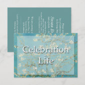 Blossom Van Gogh Celebration Funeral Announement Kaart (Voorkant / Achterkant)