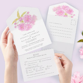 Blossom waterverf RSVP All In One Uitnodiging