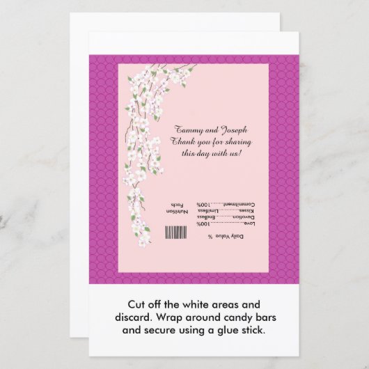 Blossom Wedding Snoep Bar Wrapper (Voorkant / Achterkant)