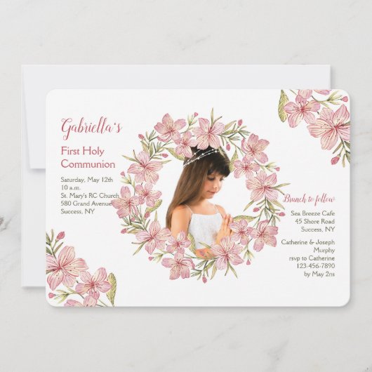 Blossom Wreath foto uitnodiging (Voorkant)