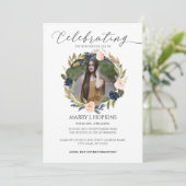 Blossom Wreath Photo Celebration of Life Kaart (Staand voorkant)