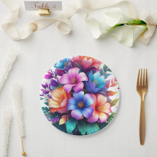 Blossom Your Table – Elegante Bloemen Papieren Bordje (Huwelijk)