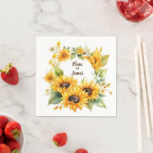 Blossom Zonnebloemen: Gepersonaliseerde bruiloft s Servet (Insitu)
