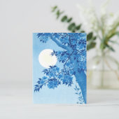 Blossombere Cherry Moonlit Night Ohara Koson Blue Briefkaart (Staand voorkant)