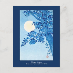 Blossombere Cherry Moonlit Night Ohara Koson Briefkaart
