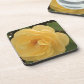 Blossombere gele kamellia drankjes onderzetter (Linkerzijde)