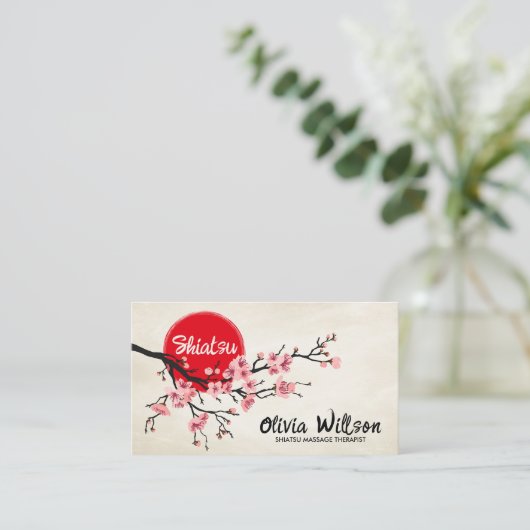 Blossombere Sakura Tree and Sun Visitekaartje (Staand voorkant)