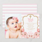 Blossombere volken Roze Blush en gouden baptisme Bedankkaart (Voorkant / Achterkant)