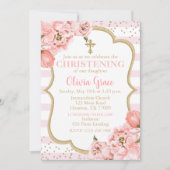 Blossombere volken Roze Blush & Gold Christening Kaart (Voorkant)