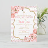 Blossombere volken Roze Blush & Gold Christening Kaart (Staand voorkant)