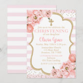 Blossombere volken Roze Blush & Gold Christening Kaart (Voorkant / Achterkant)