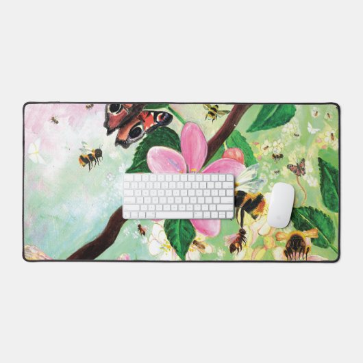 Blossomboom met bijen bureaumat (Keyboard & Muis)