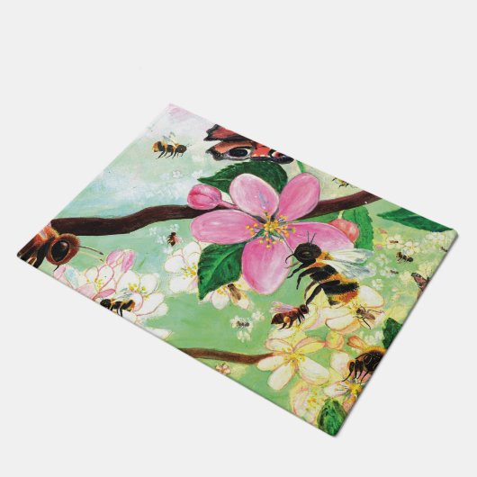 Blossomboom met bijen deurmat (Schuin)