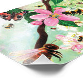 Blossomboom met bijen foto afdruk (Hoek)