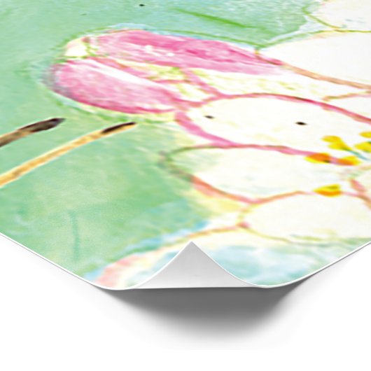 Blossomboom met bijen perfect poster (Hoek)