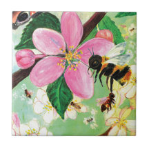 Blossomboom met bijenillustratie