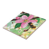 Blossomboom met bijenillustratie tegeltje (Zijkant)