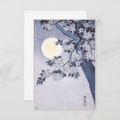 Blossomde Cherry op een Moonlit Night Kaart (Voorkant / Achterkant)