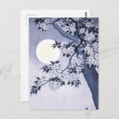 Blossomde Cherry op een Moonlit Night Ohara Koson Briefkaart (Voorkant / Achterkant)