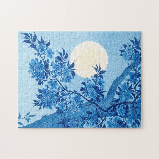 Blossomde Cherry op een Moonlit Night Ohara Koson  Legpuzzel (Horizontaal)