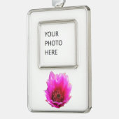 Blossomen Cactus (Prickly Pear) Wilde bloem Verzilverd Omlijst Ornament (Links)