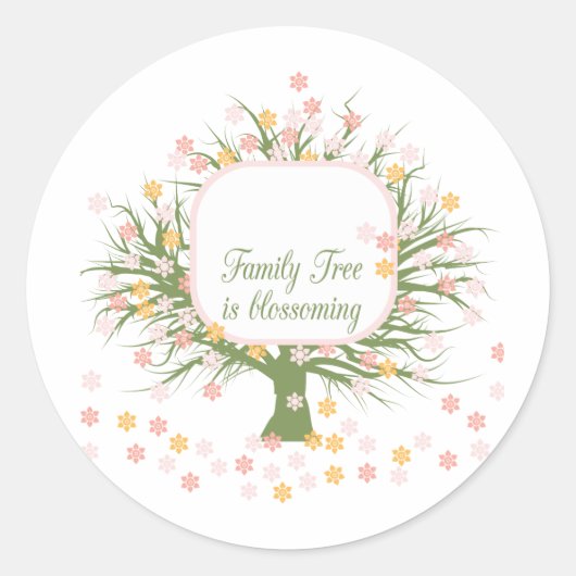 Blossomfamilie - boom ronde sticker (Voorkant)