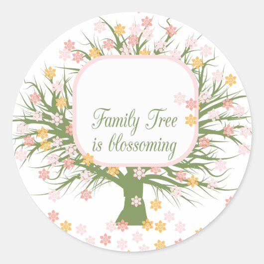 Blossomfamilie - boom ronde sticker (Voorkant)